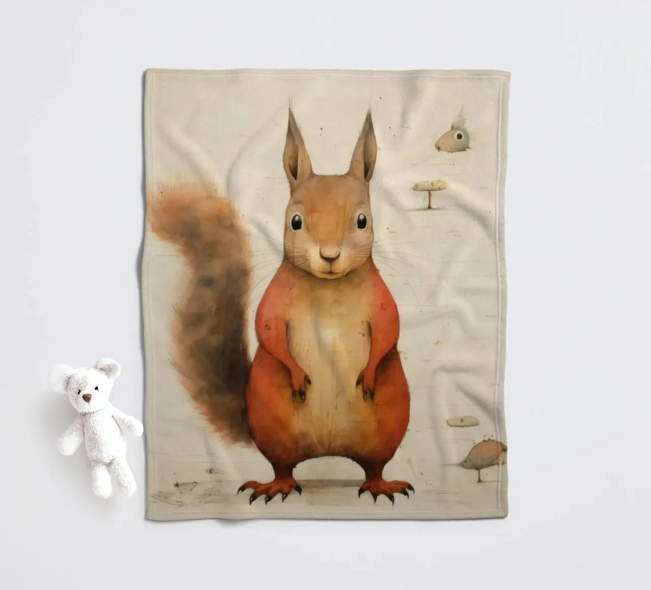Scoiattolo minimo 2 coperta in pile da Minimal Animal Art
