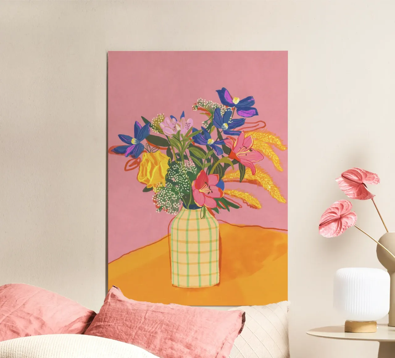 Flowers of July poster con telaio in legno da GigiRosado