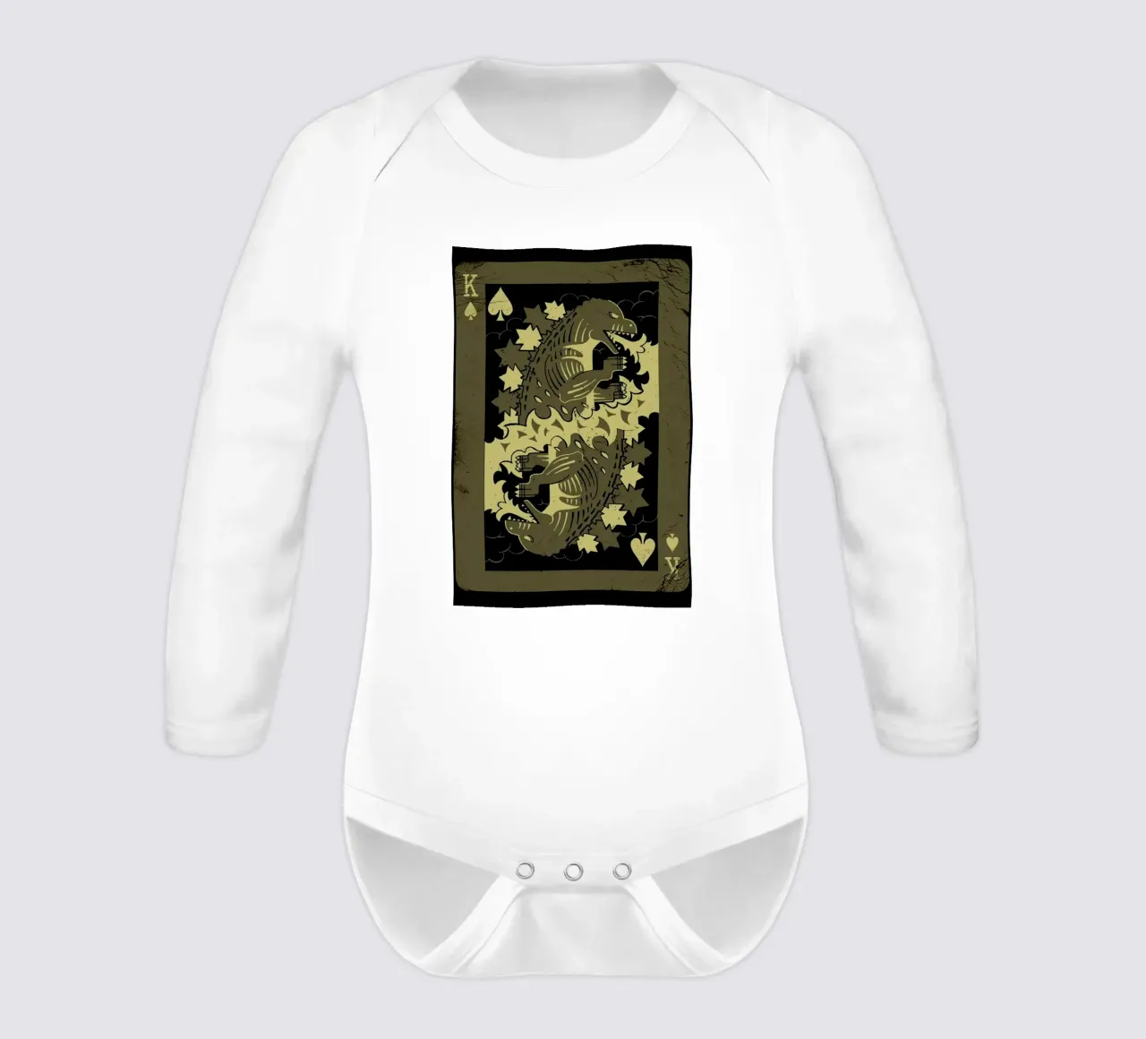King of Monsters long-sleeve baby romper by DinoMike