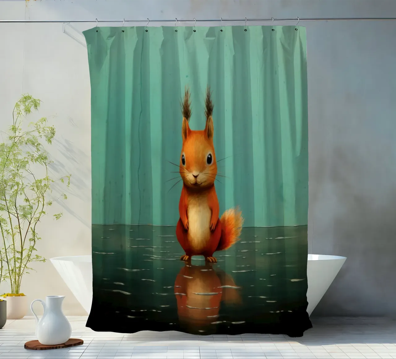 Scoiattolo minimo 1 tenda da doccia da Minimal Animal Art