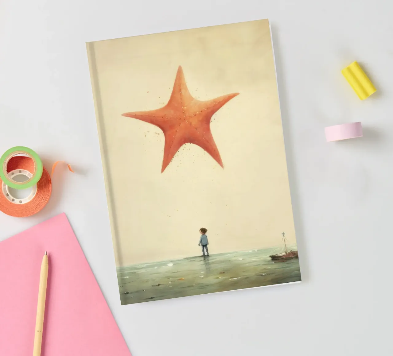 Minimal Starfish 3 notebook by Minimal Animal Art