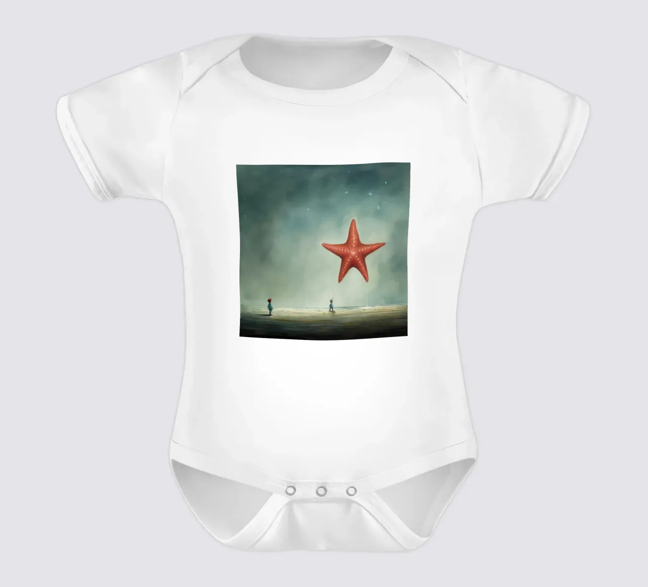 Minimal Starfish 4 short-sleeve baby romper by Minimal Animal Art