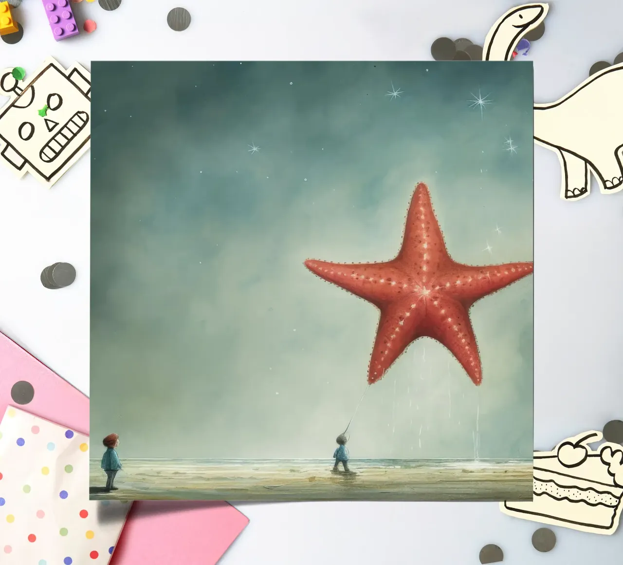 Minimal Starfish 4 sticker sheet by Minimal Animal Art