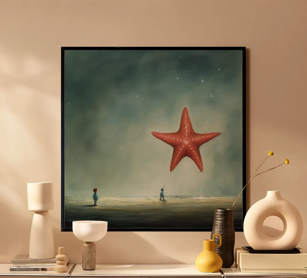 Minimal Seestern 4 Poster mit Kunststoffrahmen von Minimal Animal Art