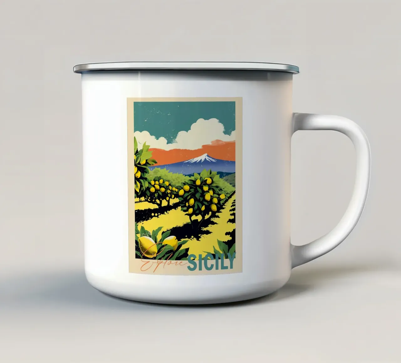 Explore Sicily tazza in smalto da Indigo Rain