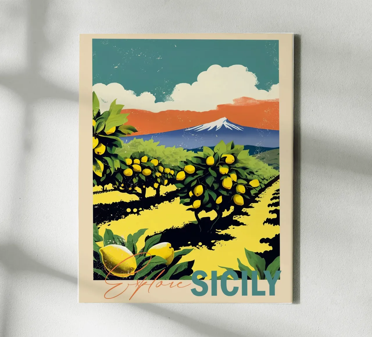 Explore Sicily canvas met Baklijst van Indigo Rain