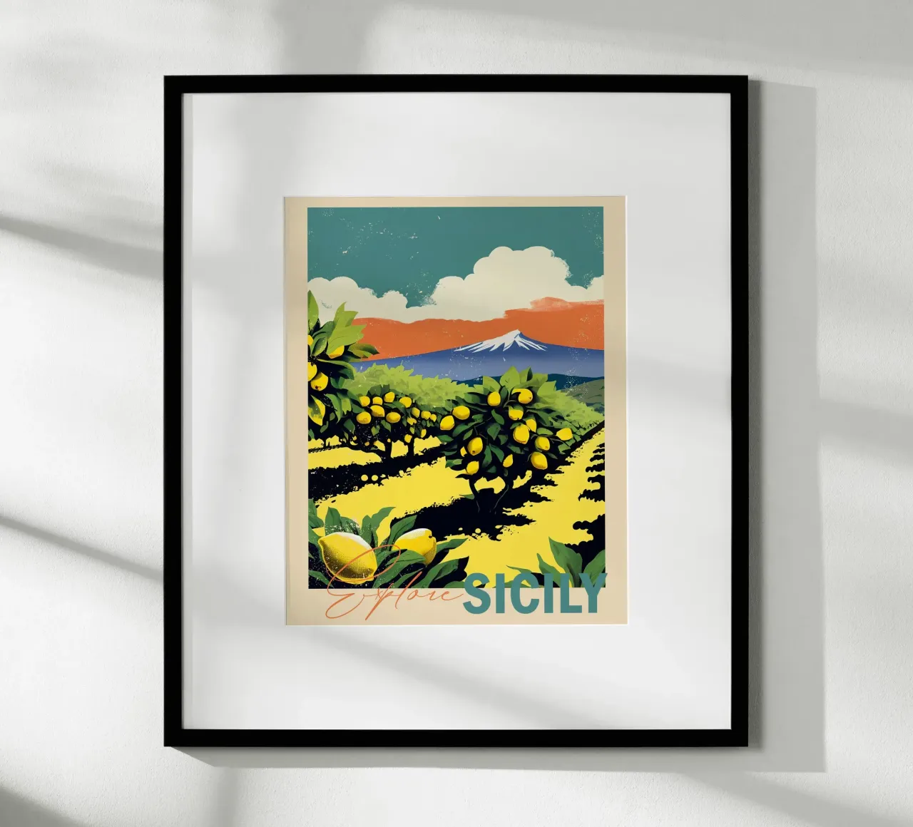Explore Sicily poster con telaio in plastica da Indigo Rain