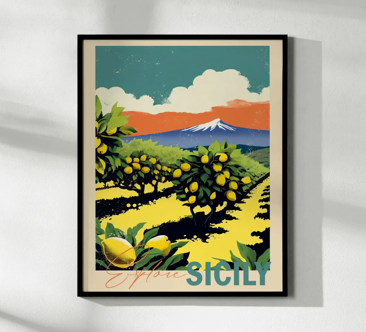 Explore Sicily poster con telaio in plastica da Indigo Rain