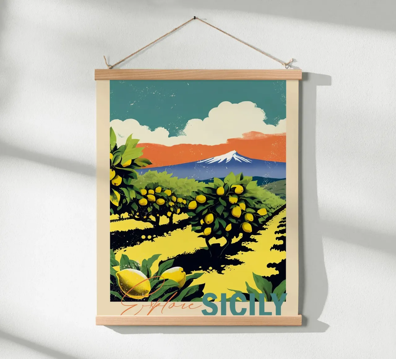 Explore Sicily poster con telaio in plastica da Indigo Rain