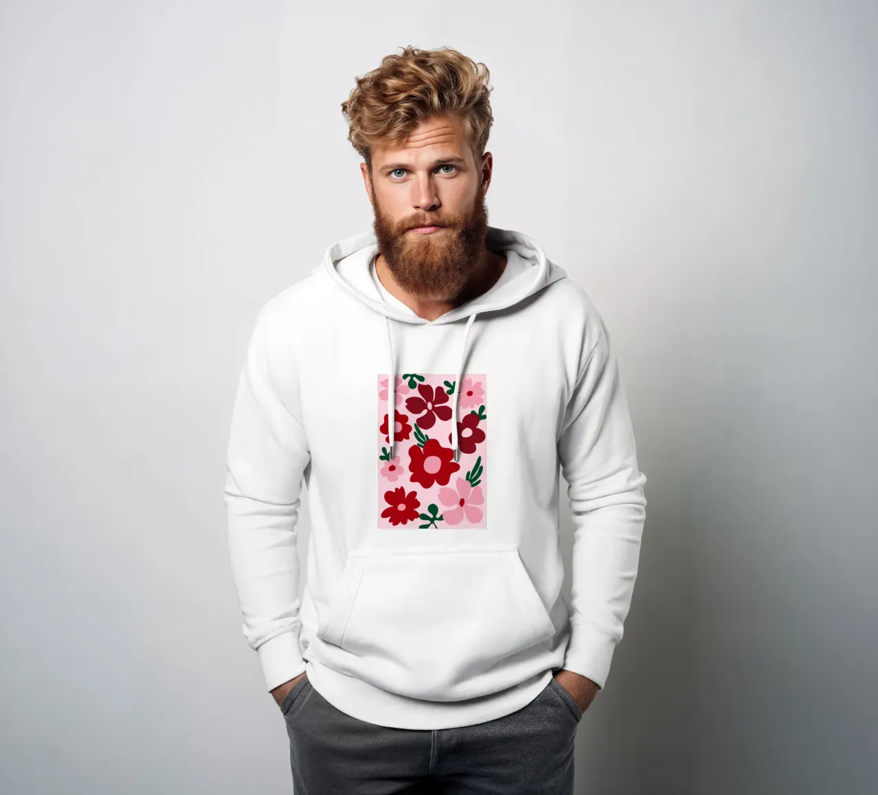 Fiori astratti, fiori rossi e colorati felpa con cappuccio da pdigitalprints