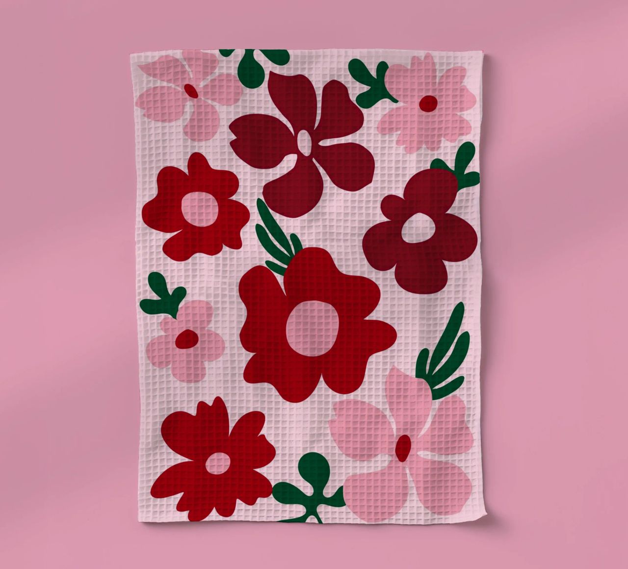 Fleurs abstraites groovy, fleurs rouges colorées torchon de pdigitalprints