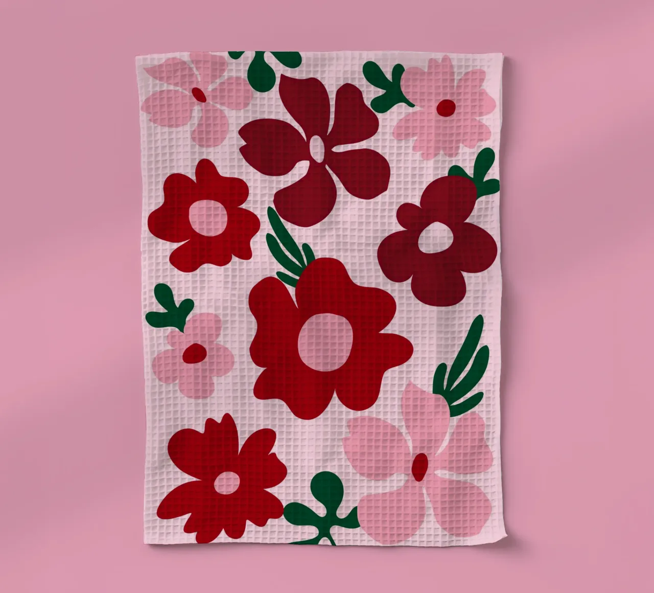 Flores abstractas Groovy, coloridas flores rojas paño de cocina de pdigitalprints