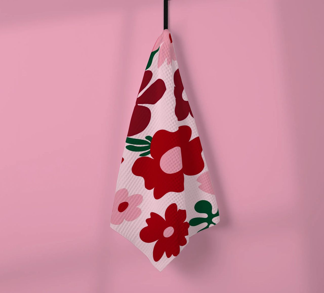 Fleurs abstraites groovy, fleurs rouges colorées torchon de pdigitalprints