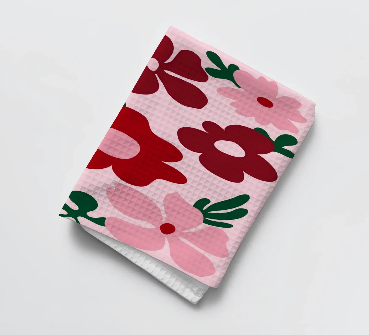 Flores abstractas Groovy, coloridas flores rojas paño de cocina de pdigitalprints