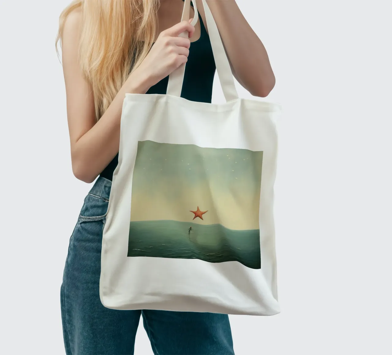 Minimal Starfish 1 tote bag by Minimal Animal Art