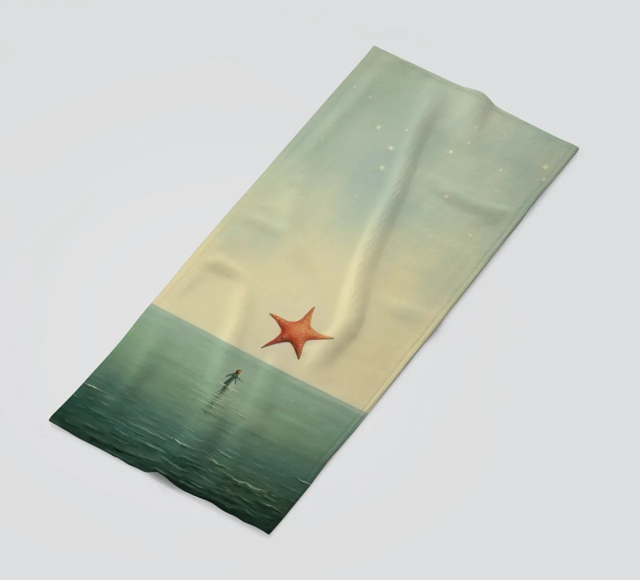 Minimal Starfish 1 beach towel by Minimal Animal Art