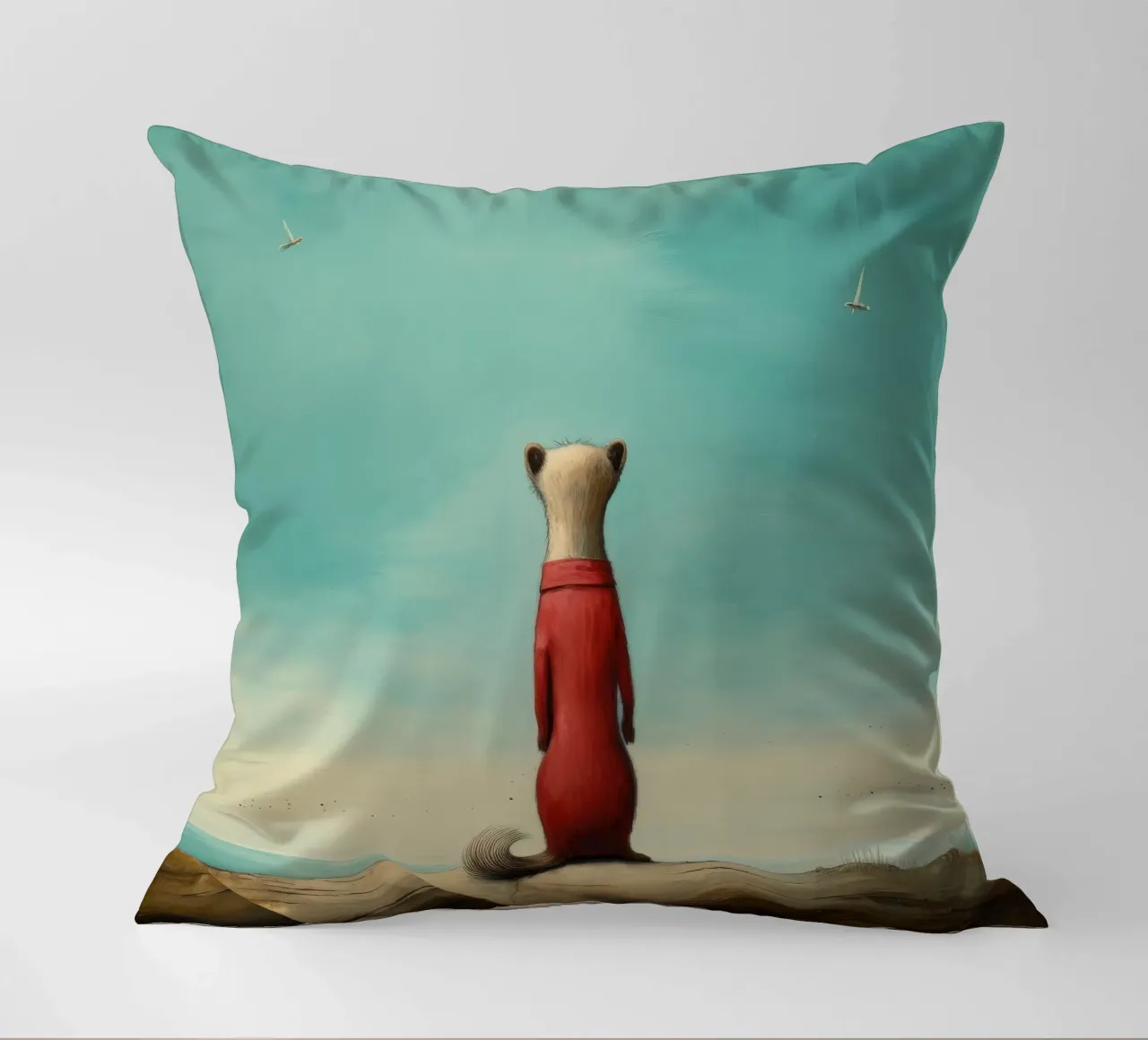 Minimal Stoat 2 cuscino da Minimal Animal Art