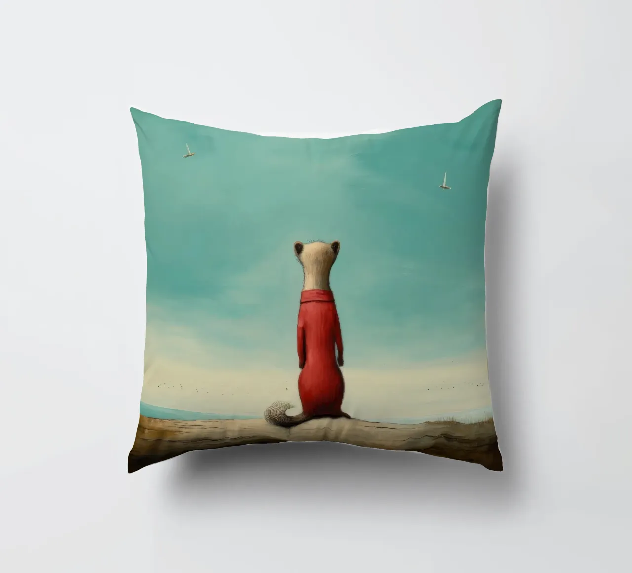 Minimal Stoat 2 cuscino da Minimal Animal Art