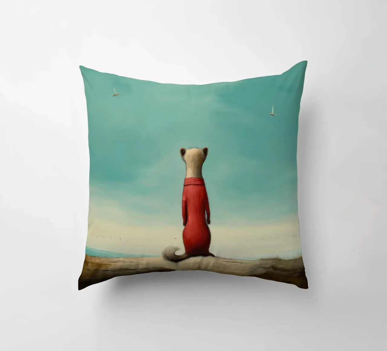 Minimal Stoat 2 cuscino da Minimal Animal Art