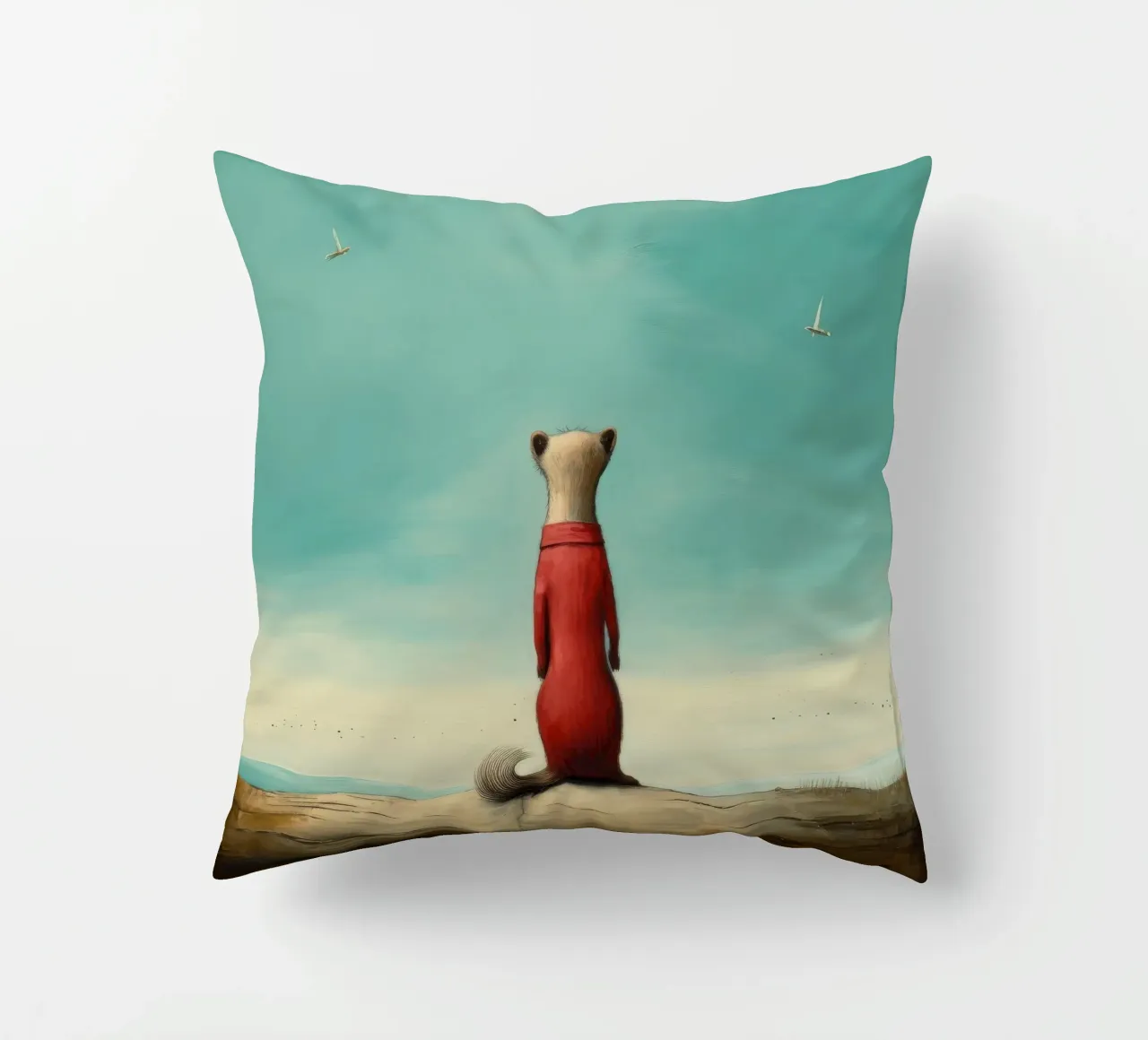 Minimal Stoat 2 cuscino da Minimal Animal Art