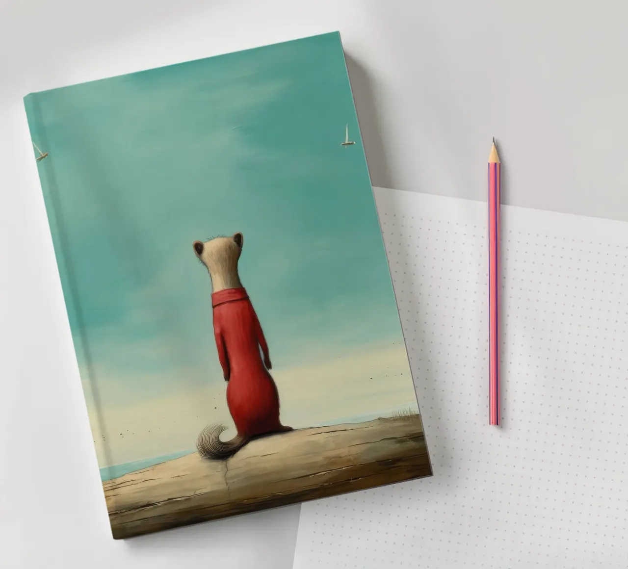 Minimal Stoat 2 notebook by Minimal Animal Art
