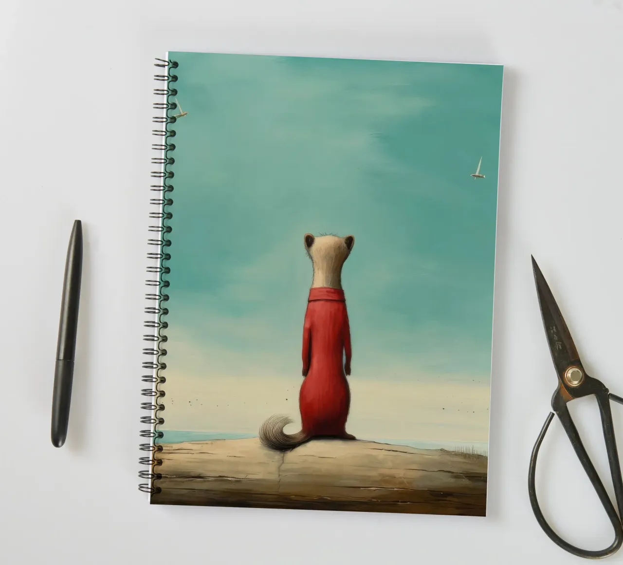 Minimal Stoat 2 spiral notebook by Minimal Animal Art