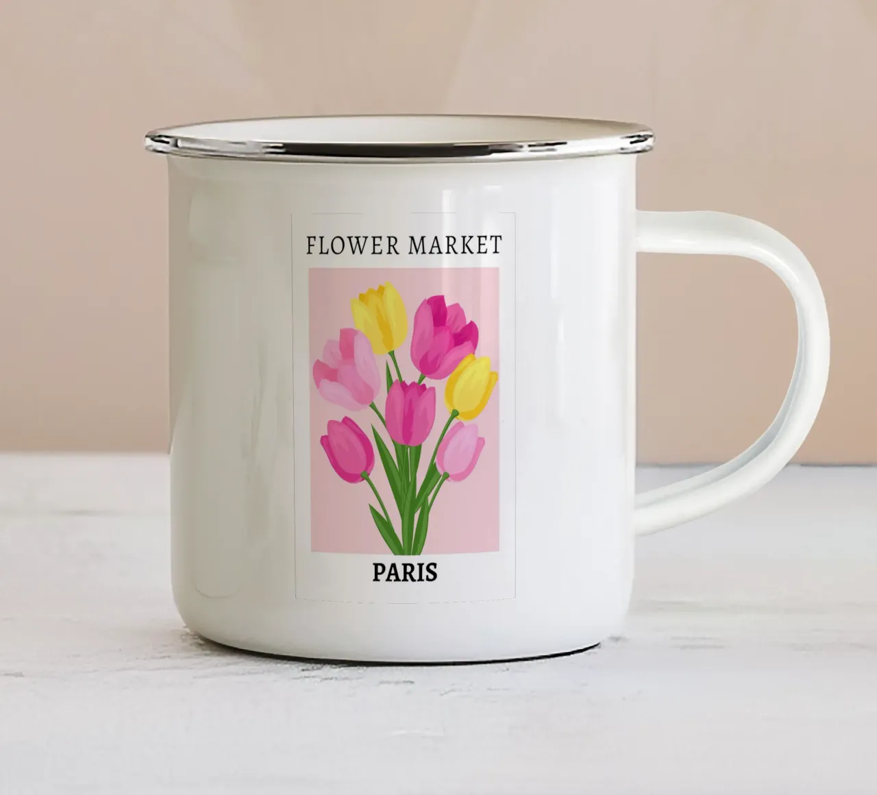 Mercato dei fiori di Parigi, Rosa Floreale tazza in smalto da pdigitalprints