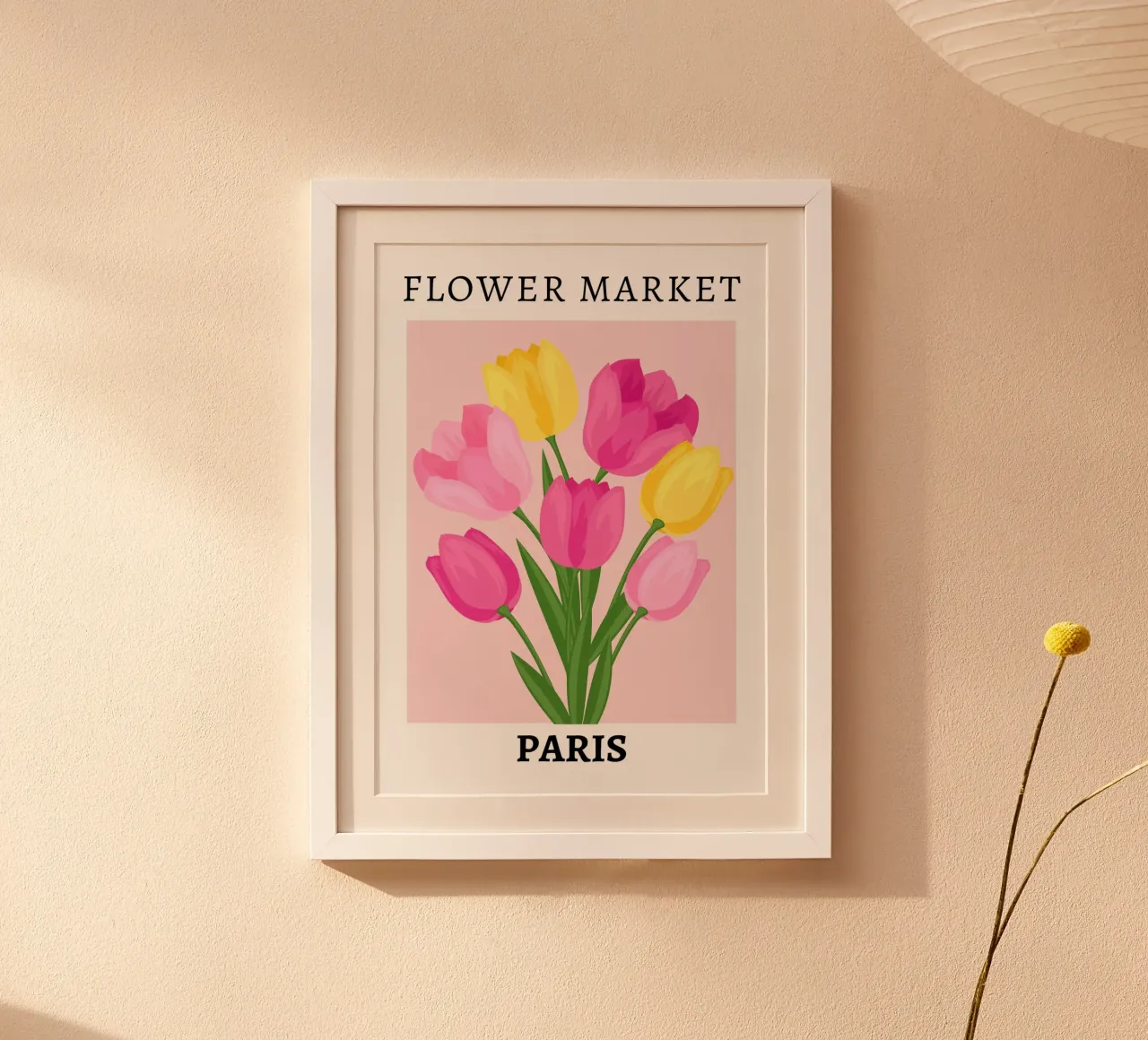 Mercato dei fiori di Parigi, Rosa Floreale poster con telaio in legno da pdigitalprints