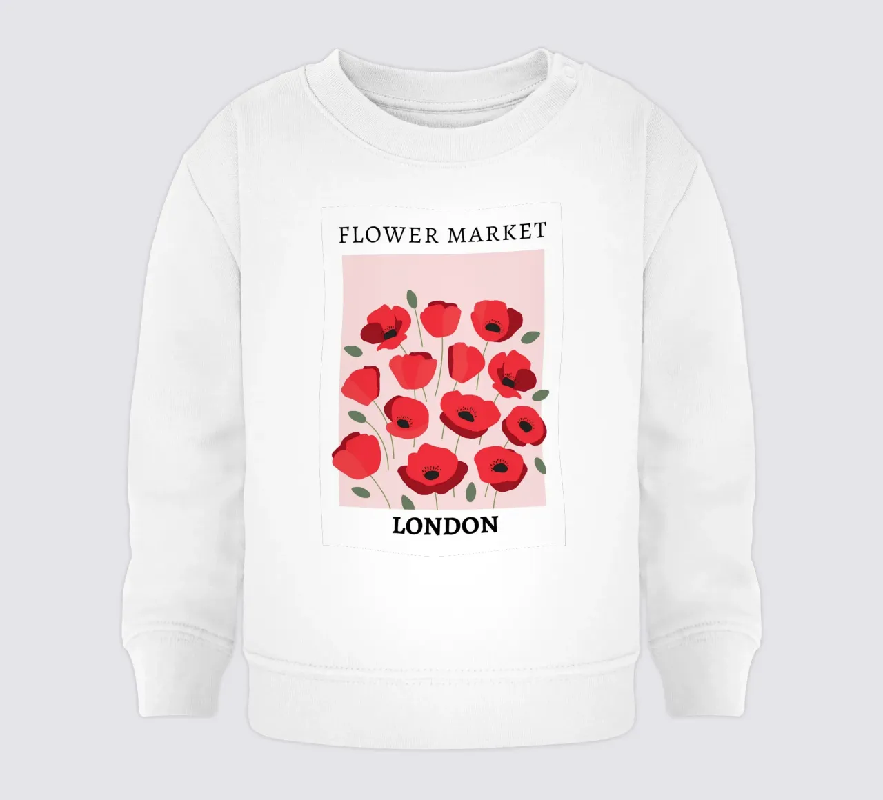 Mercato dei fiori di Londra, design floreale rosso felpa neonato da pdigitalprints