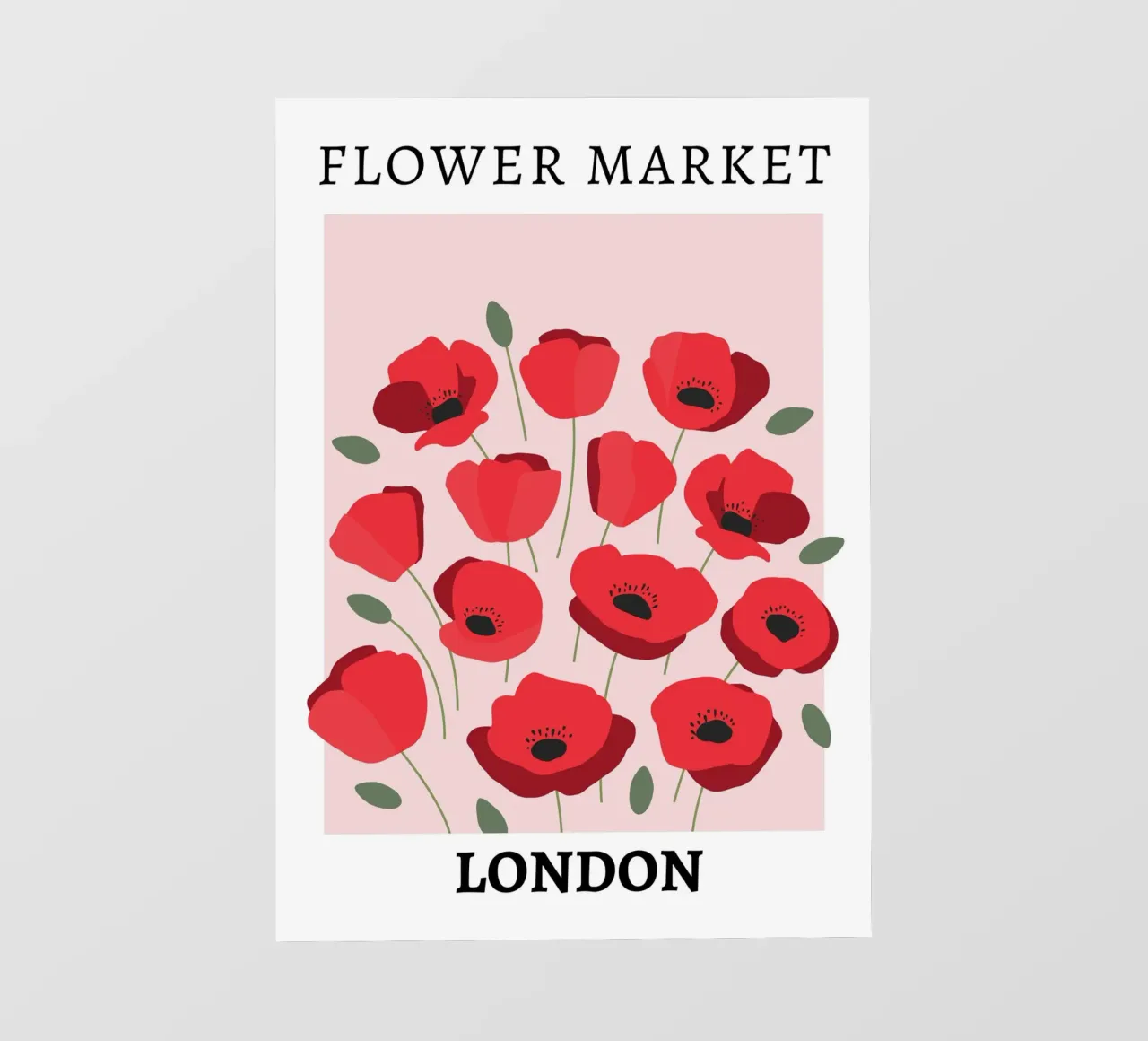 Mercato dei fiori di Londra, design floreale rosso telo in pvc da pdigitalprints