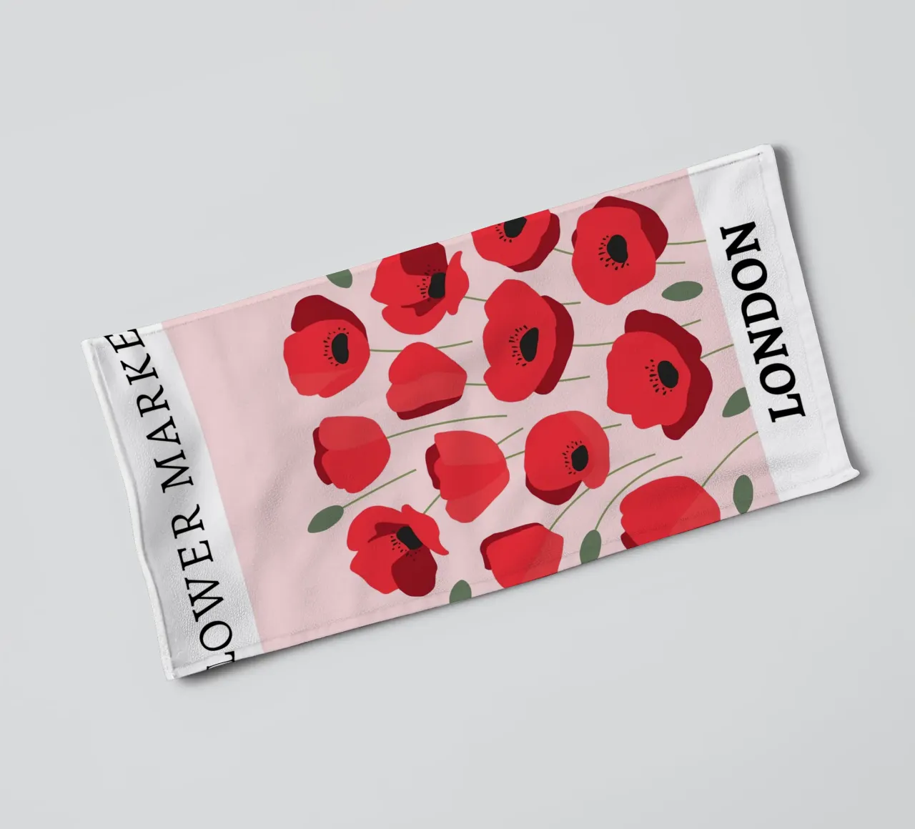 Mercato dei fiori di Londra, design floreale rosso asciugamano da bagno da pdigitalprints