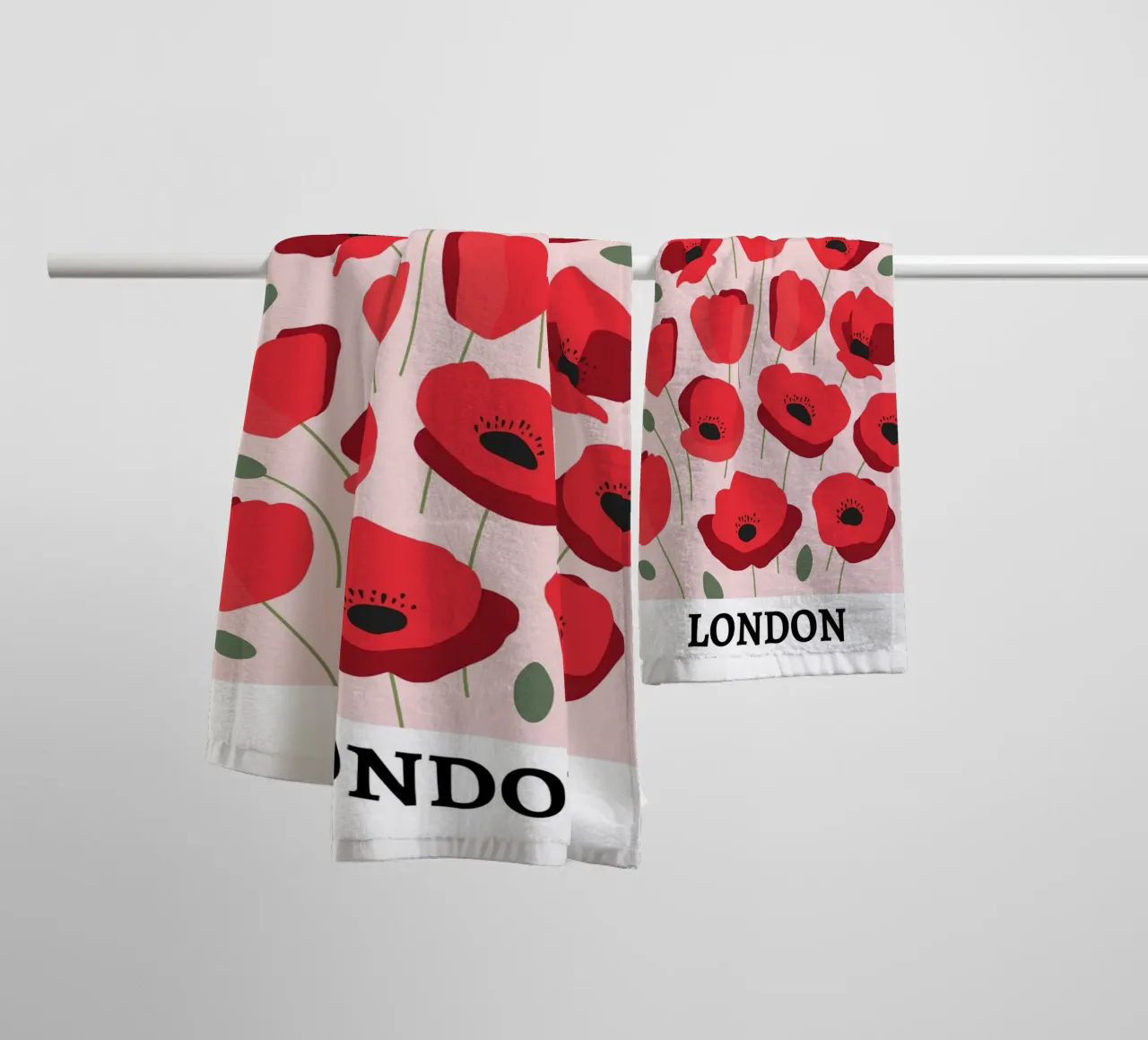 Mercato dei fiori di Londra, design floreale rosso asciugamano da bagno da pdigitalprints