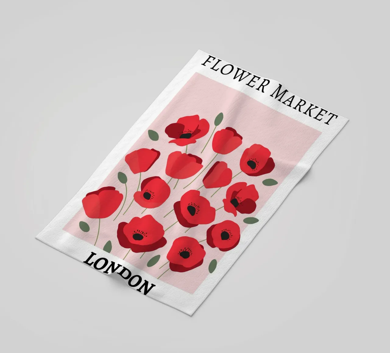 Mercato dei fiori di Londra, design floreale rosso telo mare da pdigitalprints