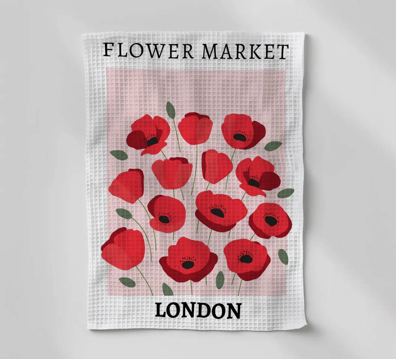 Mercato dei fiori di Londra, design floreale rosso canovaccio da cucina da pdigitalprints