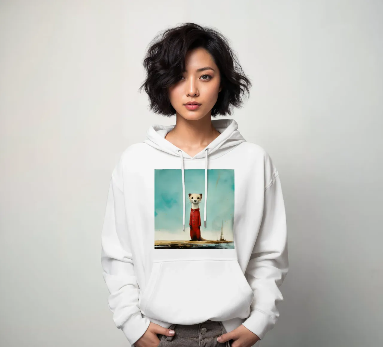 Minimal Stoat 4 felpa con cappuccio da Minimal Animal Art