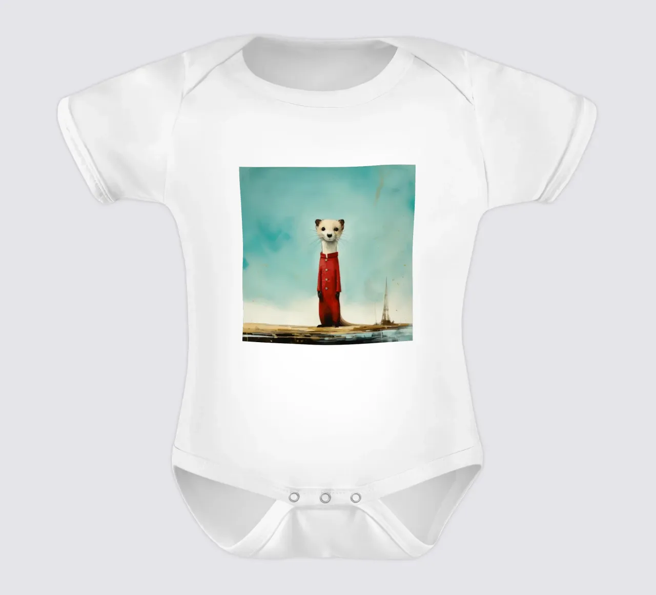 Minimal Stoat 4 body neonato maniche corte da Minimal Animal Art