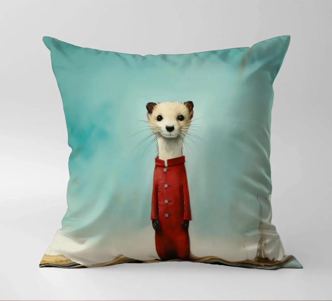 Minimal Stoat 4 cuscino da Minimal Animal Art
