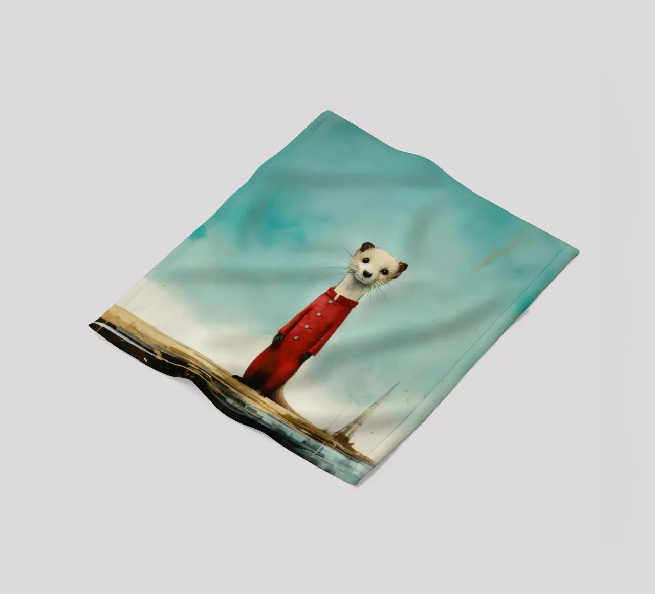 Minimal Stoat 4 coperta in pile da Minimal Animal Art