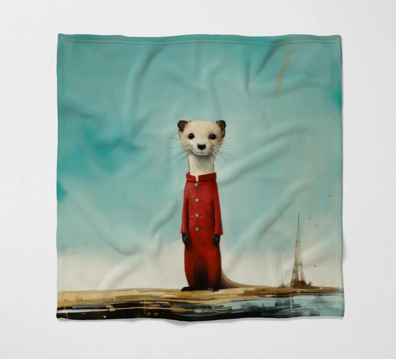 Minimal Stoat 4 coperta in pile da Minimal Animal Art