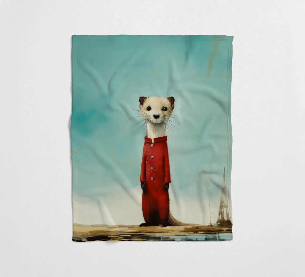 Minimal Stoat 4 coperta in pile da Minimal Animal Art