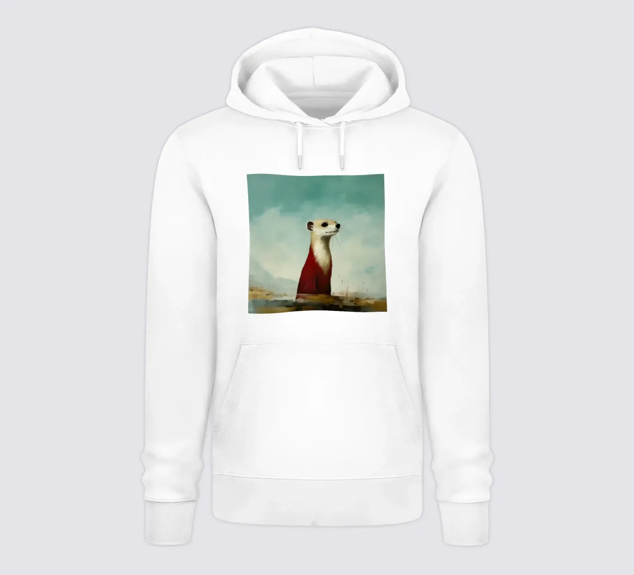 Minimo Stoat 1 felpa con cappuccio da Minimal Animal Art