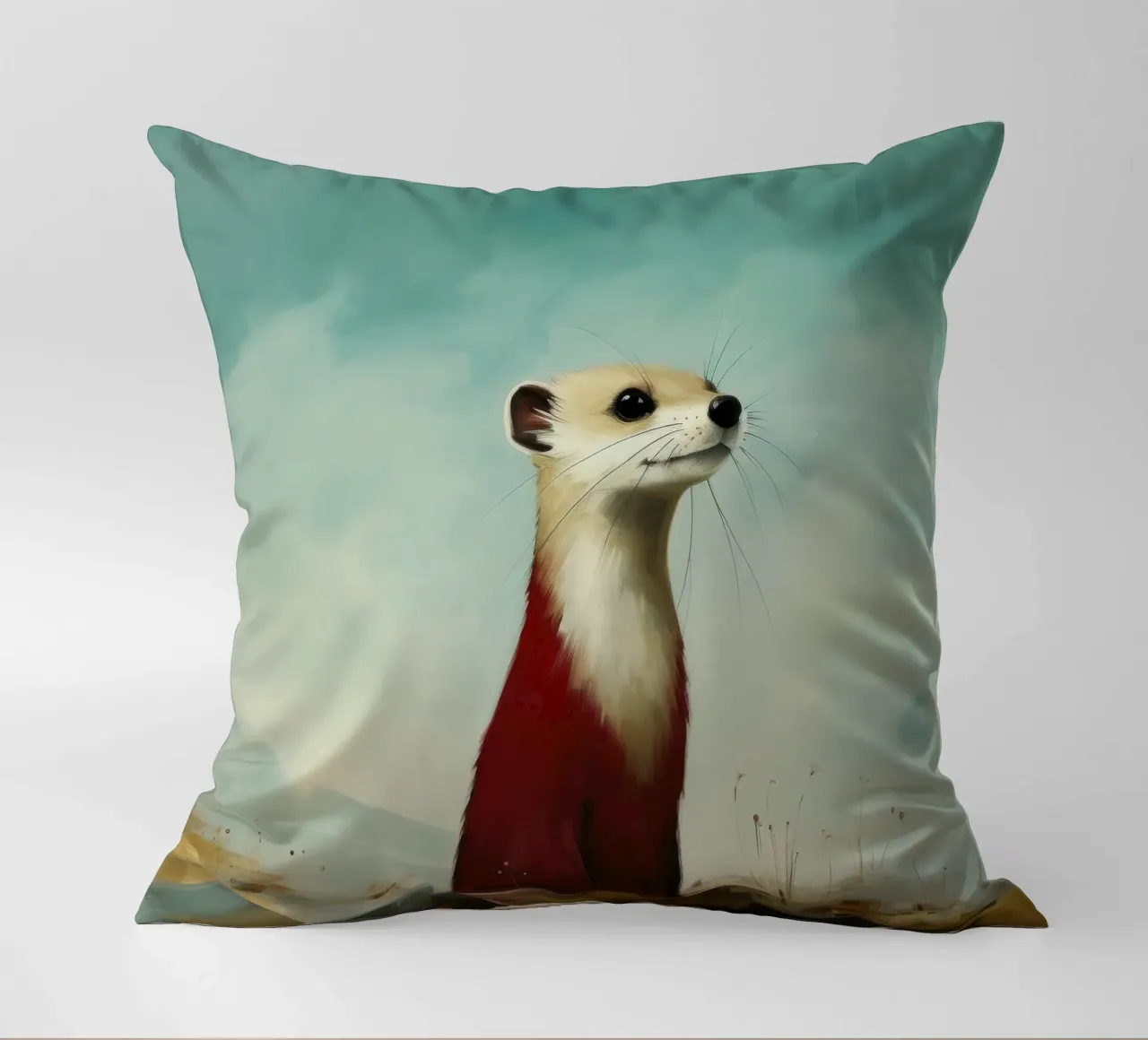 Minimo Stoat 1 cuscino da Minimal Animal Art