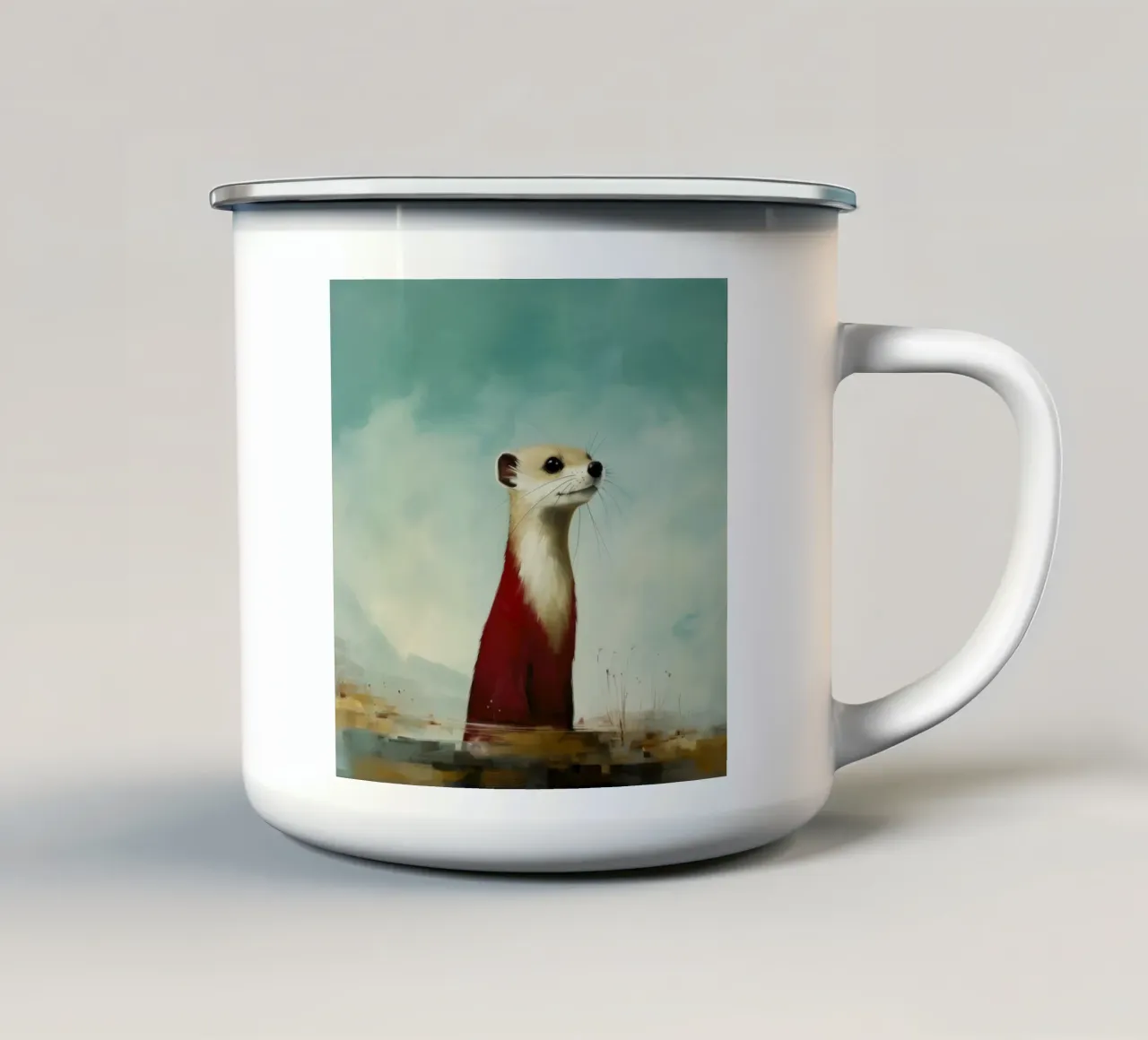 Minimo Stoat 1 tazza in smalto da Minimal Animal Art