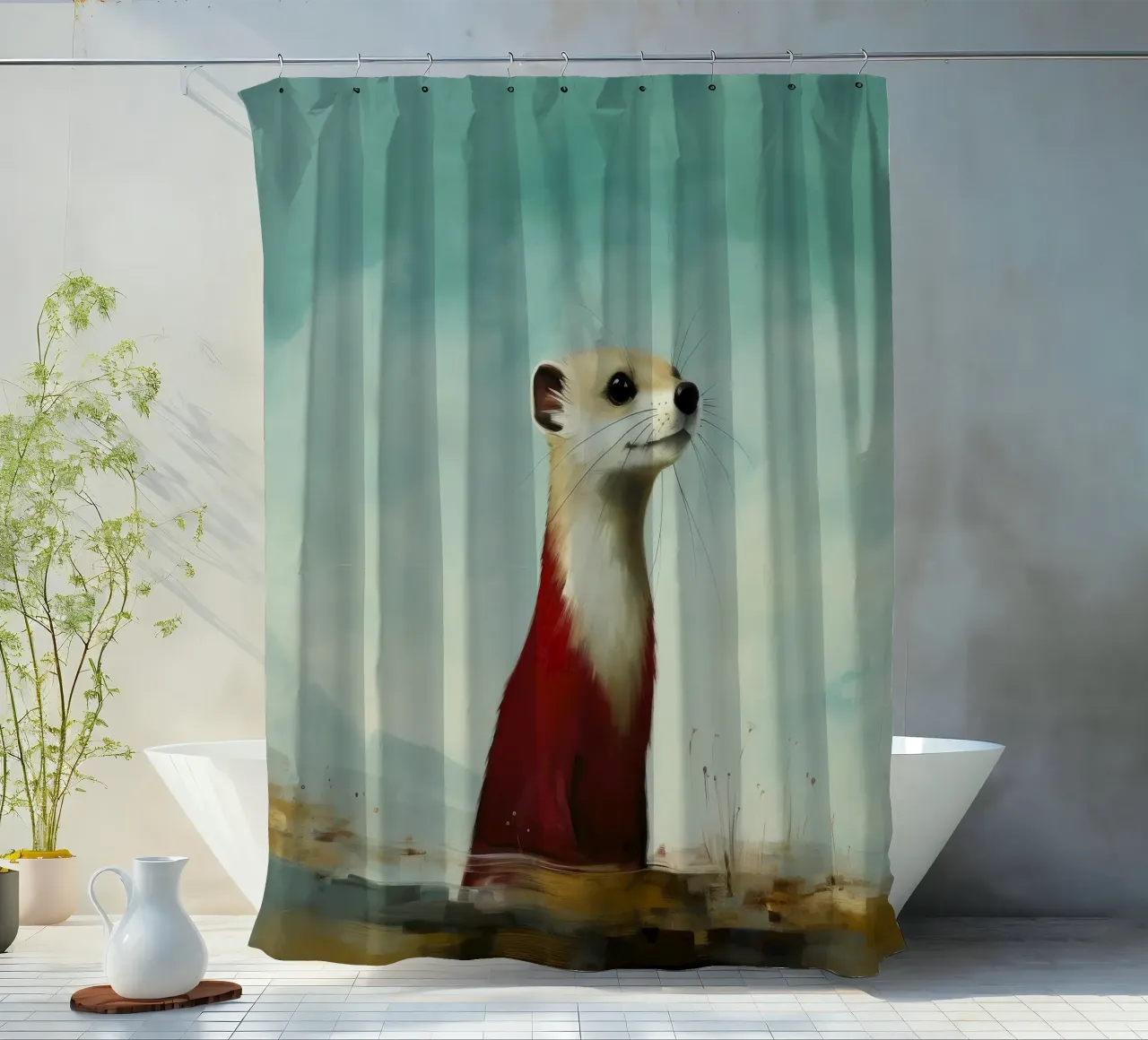 Minimo Stoat 1 tenda da doccia da Minimal Animal Art