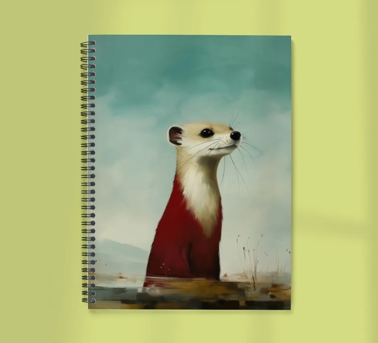 Minimal Stoat 1 spiral notebook by Minimal Animal Art