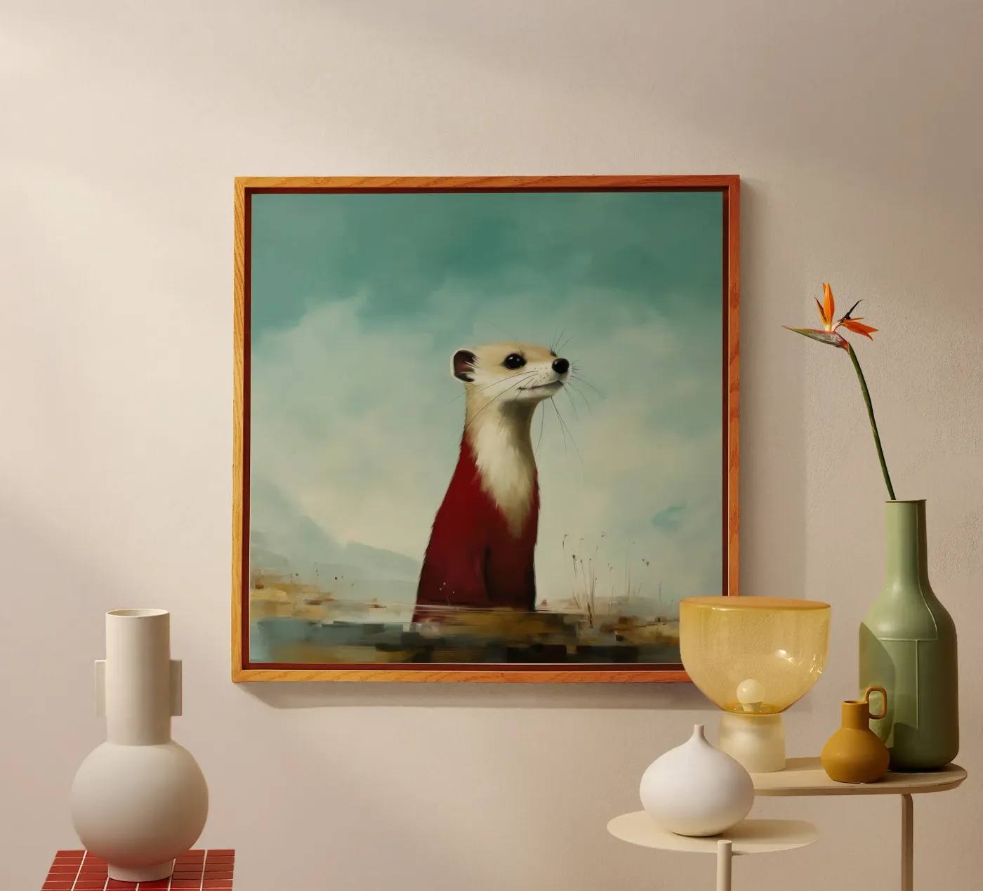 Minimale Stoat acryl van Minimal Animal Art