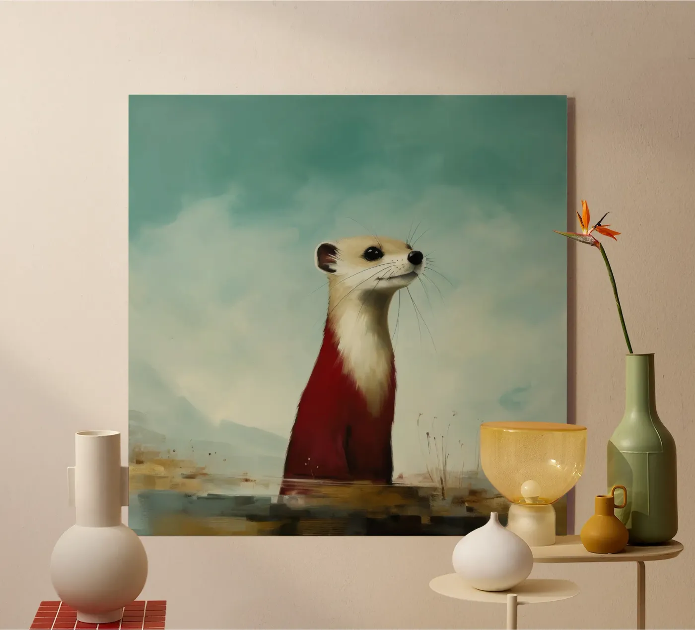 Minimale Stoat acryl van Minimal Animal Art