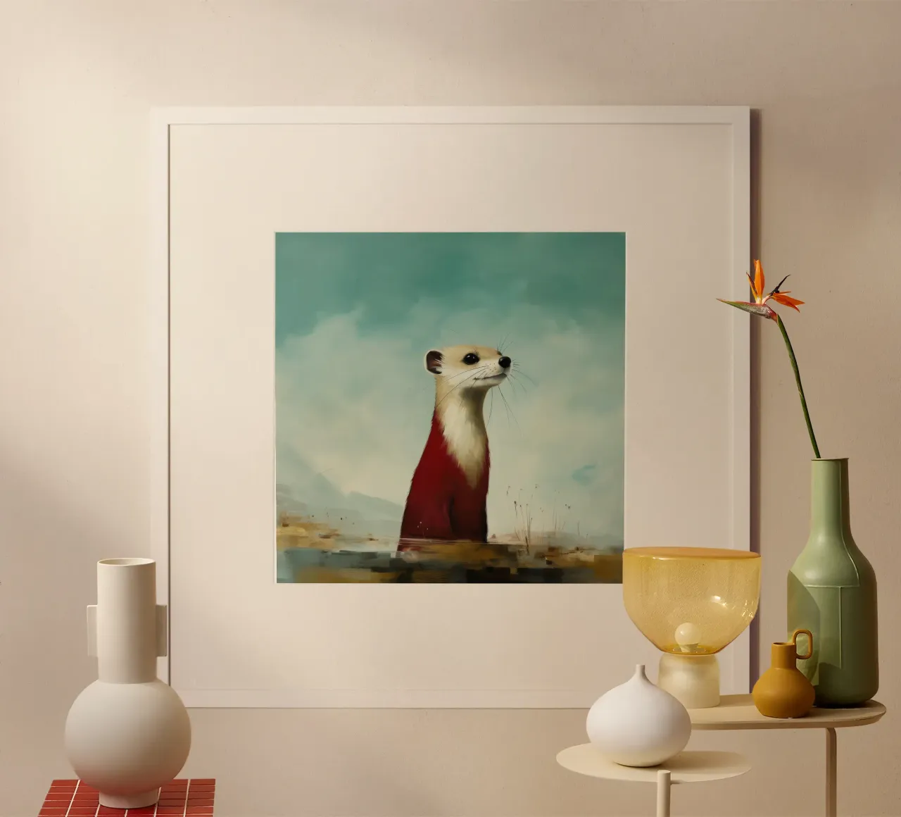 Minimo Stoat 1 carta hahnemühle da Minimal Animal Art