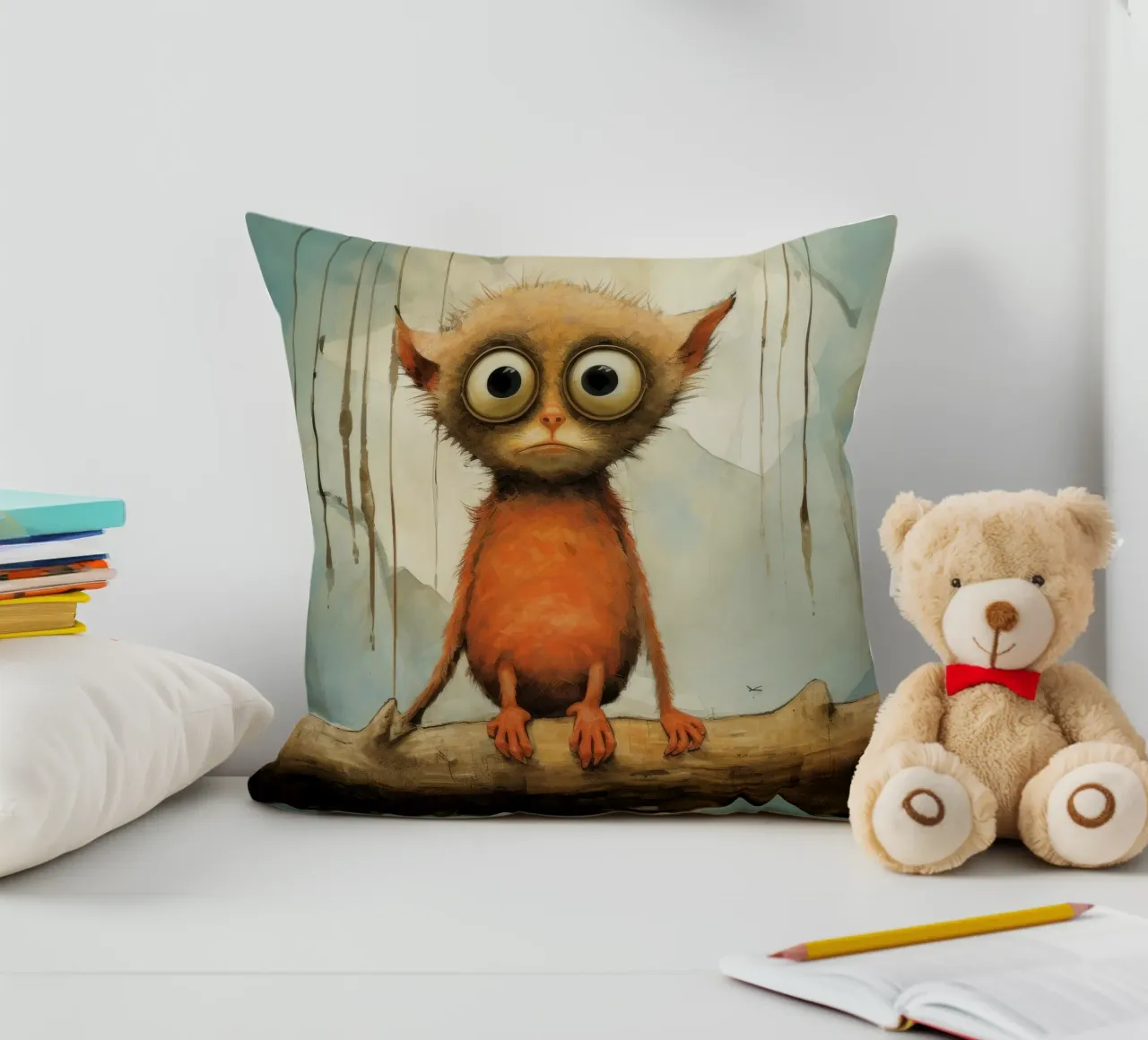 Tarsio minimo 2 cuscino da Minimal Animal Art