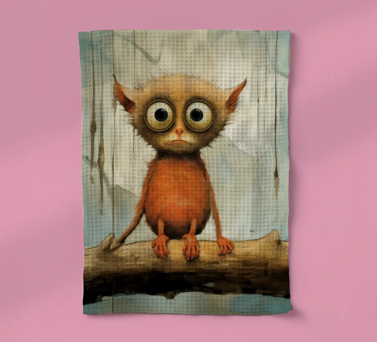 Tarsio minimo 2 canovaccio da cucina da Minimal Animal Art